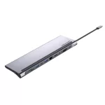 Vention USB-C -> HDMI/VGA/USB-C Gen 1/USB 3.0x2/USB 2.0/RJ45/SD/TF/TRRS 3.5mm/PD 0,25m (11 az 1-ben, szürke, fémszerű), Dokkoló