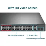 TP-LINK SWITCH TL-SL1226P 24Port 10/100Mbps + 2Port Gigabit