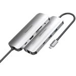 Vention USB-C -> HDMI/USB-C Gen 1/USB3.0x2/RJ45/SD/TF/TRRS 3.5mm/PD (0,15m Szürke Aluminum Ötvözet), Dokkoló
