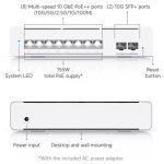 Ubiquiti UniFi USW-PRO-XG-8-POE 8x10GbE Multi-Gigabit LAN PoE port 2xSFP+ port 155W L3 menedzselhető switch