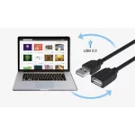 Vention USB-A 2.0/M -> USB-A 2.0/F  (hosszabbító,PVC,fekete), 0,5m, kábel