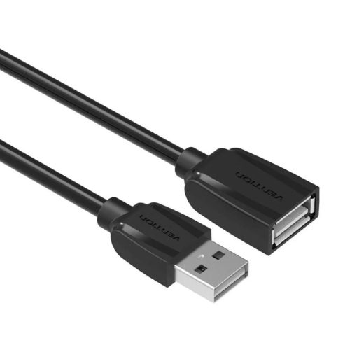 Vention USB-A 2.0/M -> USB-A 2.0/F  (hosszabbító,PVC,fekete), 1,5m, kábel