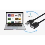 Vention USB-A 2.0/M -> USB-A 2.0/F (hosszabbító,PVC,fekete), 2m, kábel
