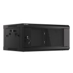 Lanberg WF01-6404-10B 19 4U SZÉL:600mm MÉLY:450mm MAG:290mm lapraszerelt üvegajtós fekete fali rack szekrény