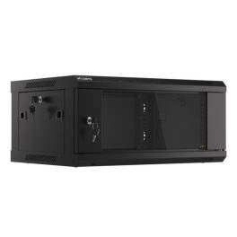   Lanberg WF01-6404-10B 19 4U SZÉL:600mm MÉLY:450mm MAG:290mm lapraszerelt üvegajtós fekete fali rack szekrény