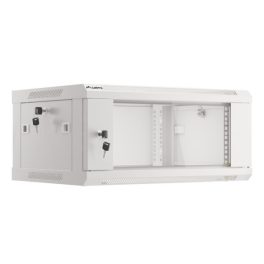   Lanberg WF01-6404-10S 19 4U SZÉL:600mm MÉLY:450mm MAG:290mm lapraszerelt üvegajtós szürke fali rack szekrény