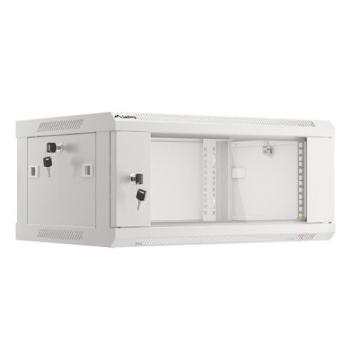 Lanberg WF01-6404-10S 19 4U SZÉL:600mm MÉLY:450mm MAG:290mm lapraszerelt üvegajtós szürke fali rack szekrény