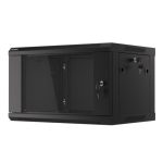 Lanberg WF01-6406-10B 19 6U SZÉL:600mm MÉLY:450mm MAG:379mm lapraszerelt üvegajtós fekete fali rack szekrény