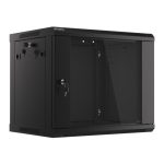 Lanberg WF01-6409-10B 19 9U SZÉL:600mm MÉLY:450mm MAG:512mm lapraszerelt üvegajtós fekete fali rack szekrény