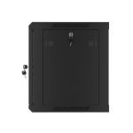 Lanberg WF01-6409-10B 19 9U SZÉL:600mm MÉLY:450mm MAG:512mm lapraszerelt üvegajtós fekete fali rack szekrény