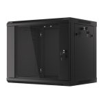 Lanberg WF01-6409-10B 19 9U SZÉL:600mm MÉLY:450mm MAG:512mm lapraszerelt üvegajtós fekete fali rack szekrény