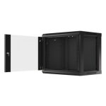 Lanberg WF01-6409-10B 19 9U SZÉL:600mm MÉLY:450mm MAG:512mm lapraszerelt üvegajtós fekete fali rack szekrény