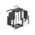 Lanberg WF01-6412-10B 19 12U SZÉL:600mm MÉLY:450mm MAG:640mm lapraszerelt üvegajtós fekete fali rack szekrény