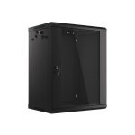Lanberg WF01-6415-10B 19 15U SZÉL:600mm MÉLY:450mm MAG:774mm lapraszerelt üvegajtós fekete fali rack szekrény