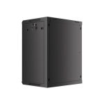 Lanberg WF01-6415-10B 19 15U SZÉL:600mm MÉLY:450mm MAG:774mm lapraszerelt üvegajtós fekete fali rack szekrény