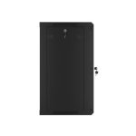 Lanberg WF01-6415-10B 19 15U SZÉL:600mm MÉLY:450mm MAG:774mm lapraszerelt üvegajtós fekete fali rack szekrény