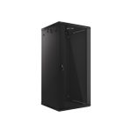 Lanberg WF01-6627-10B 19 27U SZÉL:600mm MÉLY:600mm MAG:1307mm lapraszerelt üvegajtós fekete fali rack szekrény