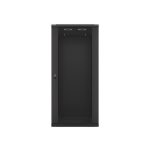 Lanberg WF01-6627-10B 19 27U SZÉL:600mm MÉLY:600mm MAG:1307mm lapraszerelt üvegajtós fekete fali rack szekrény