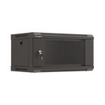 Lanberg WF03-5304-10B 19 4U SZÉL:540mm MÉLY:350mm MAG:281mm lapraszerelt üvegajtós fekete fali rack szekrény