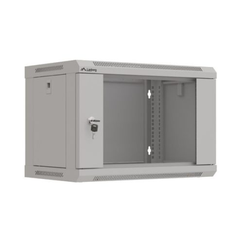 Lanberg WF03-5306-10S 19 6U SZÉL:540mm MÉLY:350mm MAG:370mm lapraszerelt üvegajtós szürke fali rack szekrény