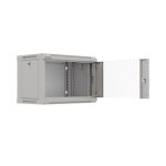 Lanberg WF03-5306-10S 19 6U SZÉL:540mm MÉLY:350mm MAG:370mm lapraszerelt üvegajtós szürke fali rack szekrény