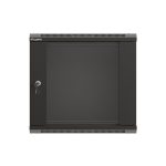 Lanberg WF03-5309-10B 19 9U SZÉL:540mm MÉLY:350mm MAG:500mm lapraszerelt üvegajtós fekete fali rack szekrény