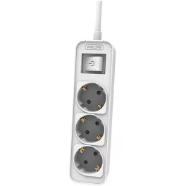   Elosztósor, 3 csatlakozóaljzat, 1,5 m kábel, PHILIPS, fehér