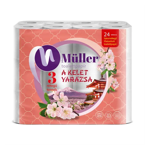 Toalettpapír 3 rétegű kistekercses 100% cellulóz 24 tekercs/csomag Kelet Varázsa Müller fehér