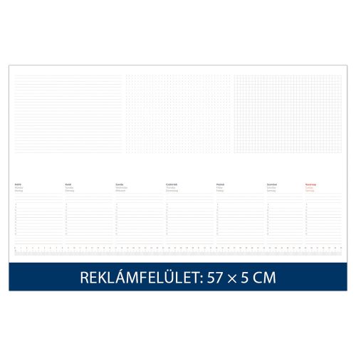 Asztali naptár könyöklő 570 x 380 mm, fehér lapokkal kék Dayliner 2025.