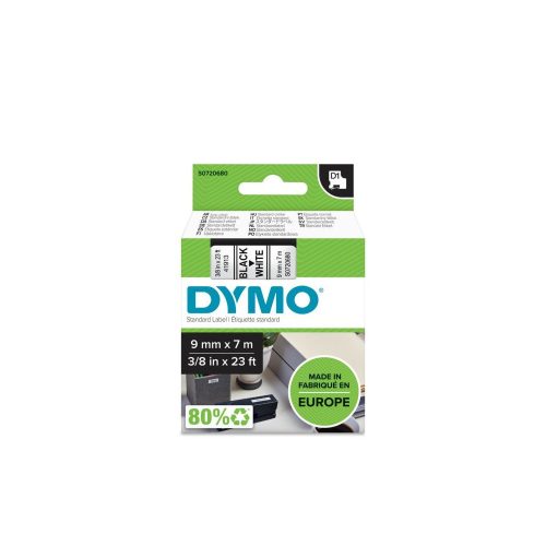 Feliratozógép szalag Dymo D1 S0720680/40913 9mmx7m, ORIGINAL, fekete/fehér