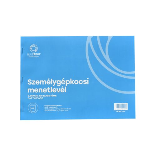 Személygépkocsi menetlevél 100lap,os A4, fekvő személygépkocsi D.GEPJ.36 Bluering®